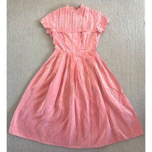 Vintage 50s Bonnie Blair Dress Pink Taffeta Pleated